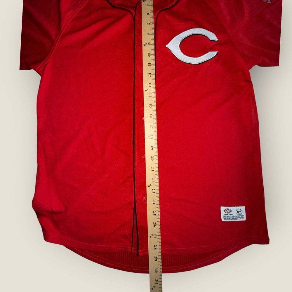 Cincinnati Reds MLB True Fan Red Button Front Baseball Jersey Men's Large - Picture 2 of 7